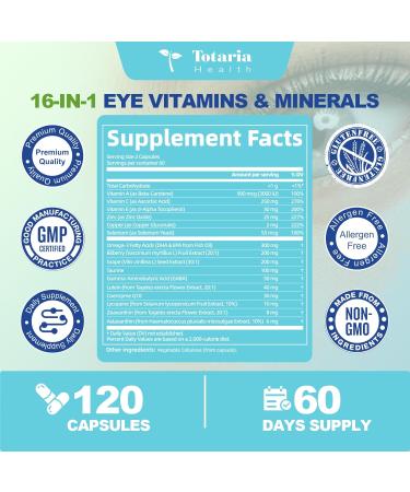 AREDS 2 Eye Vitamins and Mineral Bilberry Extract Omega-3 Eye Vitamin for Seniors Macular Health and Dry Eye Eye Vitamins Lutein and Zeaxanthin Support Eye Strain & Hydration (120 Capsules) 120 Count (Pack of 1) - Buy Online on GoSupps.com