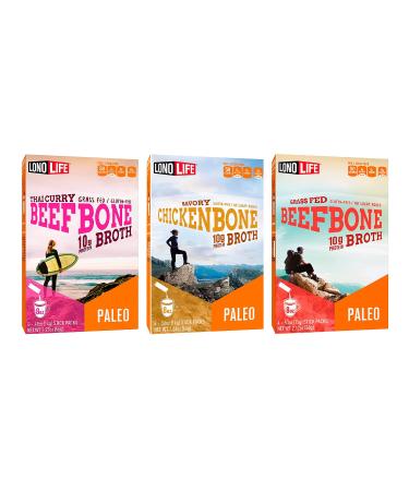 Peaceful Squirrel LonoLife Bone Broth Sticks 3-Pack - 10g Protein | Paleo | Zero Sugar | Collagen | Amino Acids | Gluten Free - 3 Flavors - Buy Online on GoSupps.com
