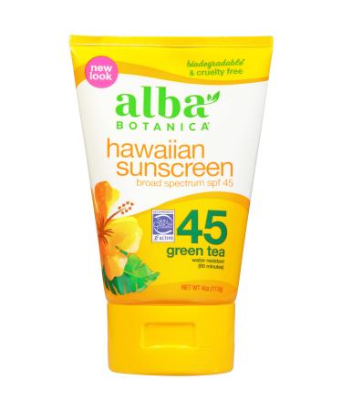 Alba Botanica Sunscreen Lotion, SPF 45, Green Tea, 4 Oz Green Tea (SPF 45)