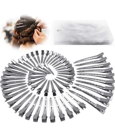 60Pcs Metal Duck Billed Hair Clips for Women Styling Sectioning, Silver Hair Pins for Long Hair, Alligator Curl Loc Clips for Thick Hair Roller, Salon, Bows DIY 60pcs Mixed
