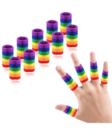 EDNYZAKRN 10Pcs Finger Compression Sleeves Support, Finger Sleeve Protectors Cots Thumb Brace for Trigger Finger Arthritis Swelling Basketball Sport, Breathable Elastic Pain Relief One Size Rainbow 10