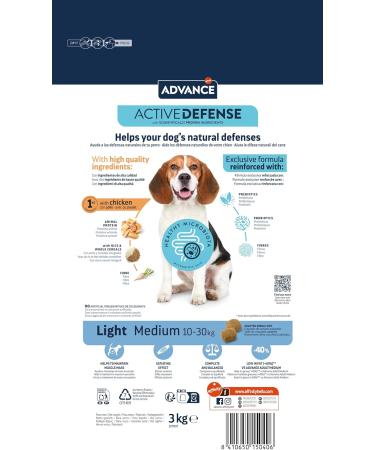 Advance Medium Adult Light - Low Fat Dry Food for Medium Breed Adult Dogs with Chicken - 3kg - Buy Online on GoSupps.com