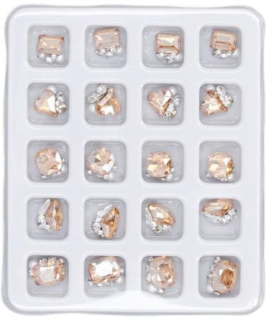 Nail Rhinestones Different Shape Rhinestone Nail Decoration Luxury 20pcs Nail Design Sparkling for Women for Travelling (Champagne) - Buy Online on GoSupps.com
