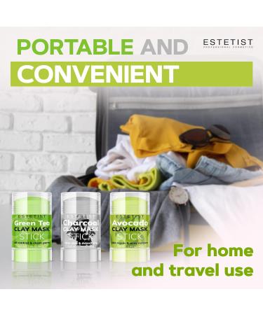 Green Tea Avocado Charcoal Clay Mask Stick Set - Purifying & Replenishing Skin Care Pack of 3 - Blackhead Remover, Anti-Acne Treatment, Deep Pore Cleanser - Gift for Women - Buy Online on GoSupps.com