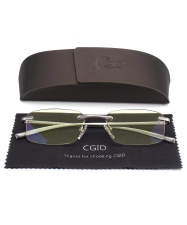 CGID reading glasses reading aid frameless made of aluminum - magnesium alloy rectangular with case diopters from +2.0 +2.00