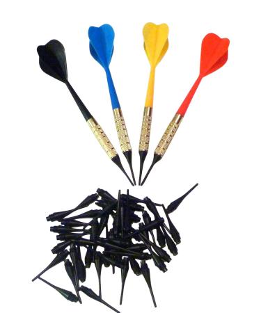 Arachnid Plastic Soft Tip Darts, Lot of 12 Assorted Colors Plus 50 Extra Tips
