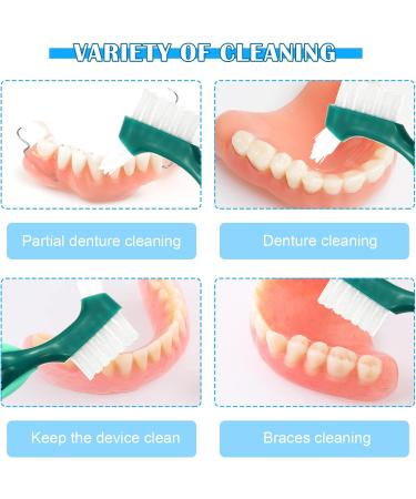 6-Piece Hard Prosthesis Brush Set - Ergonomic Double Bristle Denture Cleaning Toothbrushes for Artificial Teeth Care - Buy Online on GoSupps.com