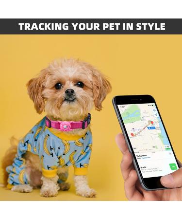 KONITY Reflective AirTag Dog Collar - Pink Nylon Collar for Small to Extra Large Dogs - Compatible with Apple AirTag 2021 - 8.7-15.8 Neck Size - Buy Online on GoSupps.com