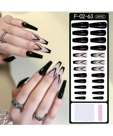 Coffin Nails - Long Ballerina Nails Fake | Pre-Shape Gel Glossy Coffin Nail Tips for Full False Nails Home Nail Salon - Buy Online on GoSupps.com