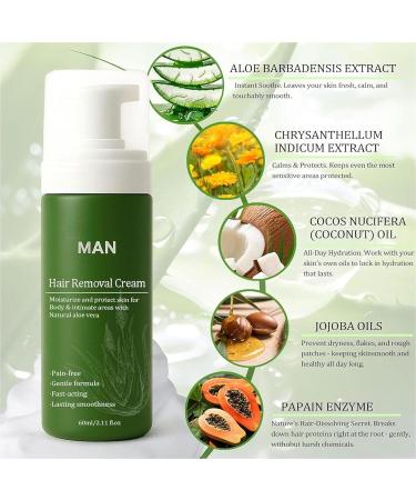  G n rique Hair Removal Cream for Men - 60 Milliliters Natural Hair Removal Lotion | Natural Hair Remover for Men | For Face Underarms Arms Legs Thighs and Intimate Areas - Buy Online on GoSupps.com
