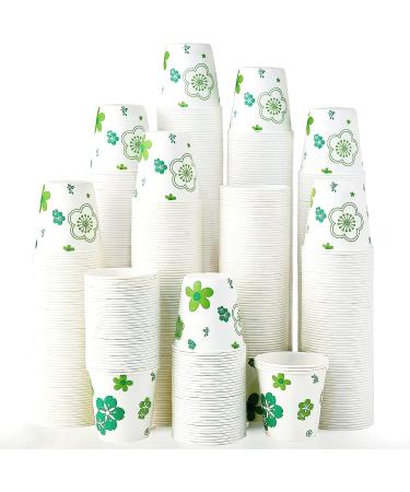 300 Pack Paper Cups, 3oz Disposable Bathroom Cups, Mouthwash Cups, Cold Disposable Drinking Cup for Party, Picnic, BBQ, Travel, and Event, Green Floral JP-3-ZB01-300