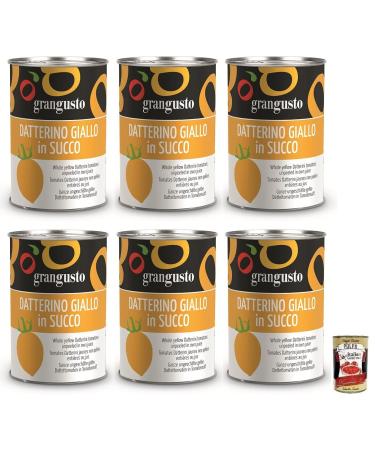 Italian Gourmet E.R. Grangusto Pomodoro Datterino Giallo Pack of 6 whole unpeeled yellow tomatoes in tomato juice Italian tomato 400g can + 400g can