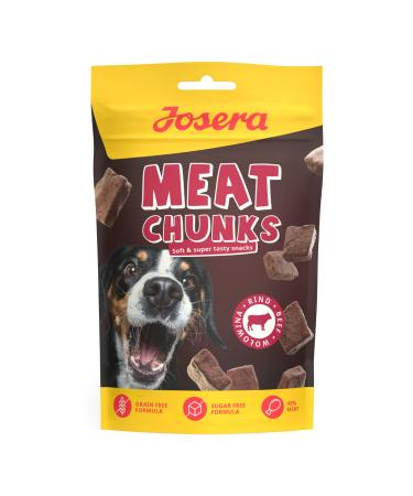 JOSERA Meat Chunks Beef (1 x 70 g) | Premium Snack with Beef | 90% Meat Content – Super Tasty | Sugar and Grain Free Recipe | Gentle Dried Treat | 1 Pack