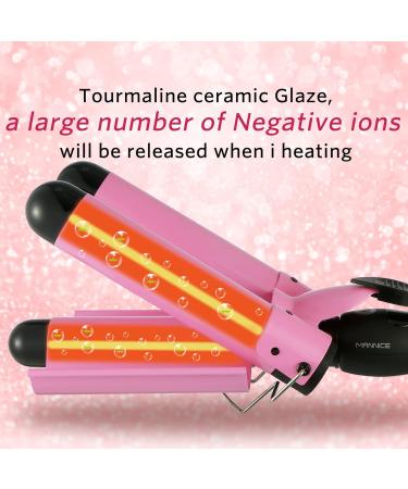 3 Barrel Curling Iron for Women - Adjustable Temperature Ceramic Hair Curler with LCD Display - 32MM Pink Triple Barrel Curling Wand - Buy Online on GoSupps.com