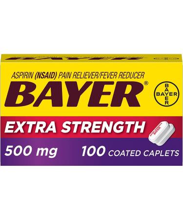 Bayer Extra Strength Bayer 500mg, 100 Count - Pack of 2 100 Count (Pack of 2)