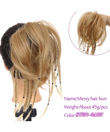 Messy Bun Hair Piece for Women Synthetic Messy Hair Bun Tousled Straight Hair Elastic Braided Chignon Hairpiece Rubber Band Scrunchie Ponytail Extensions for Women Fake Hair Accessories for Women Gi Sw37-24-27 - Buy Online on GoSupps.com