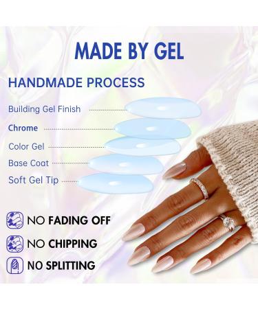 KQueenest Chrome Light Pink Short Square Press on Nails | Acrylic Soft Gel with Pearlescent Effect Perfect Petite False Nail Set for Women & Girls - Buy Online on GoSupps.com