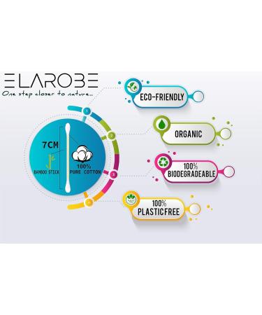 ELAROBE 400 Bamboo Cotton Buds | 100% Organic & Biodegradable Ear Buds | Sustainable Ear Cleaning & Makeup Tool (6x67-Pack) - Buy Online on GoSupps.com