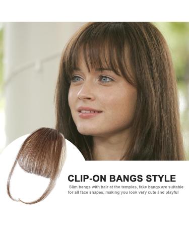 Bang Clip in Hair Extensions | French Bangs Clip on Hair Bangs Extensions - French Bangs Clip on Fake Fringe Stylish Natural Color Fringe Hairpieces for Girls Women brown - Buy Online on GoSupps.com