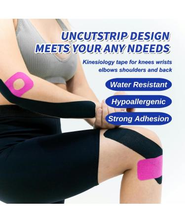 VKI Kinesiology Tape Roll - Water Resistant Elastic Cotton Athletic Tape (2 in x 16.4 FT) | Hypoallergenic Muscle Pain Relief & Joint Support | Black Sports Tape for Recovery - Buy Online on GoSupps.com