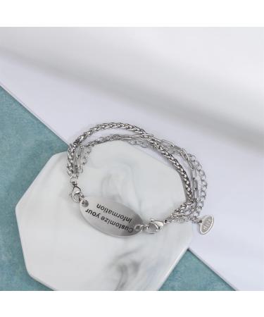 Customized Medical Alert ID Chain Bracelet for Women - Free Engraving Personalized Emergency Identification - 6 to 9 Inch White Medical Alert Jewelry - Buy Online on GoSupps.com
