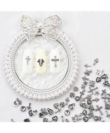 COOSLIM 150pcs 3D Cross Nail Charms - Chrome Metal Silver Art Charms for DIY Manicure - Gothic Retro Punk Design - 15 Colors - Buy Online on GoSupps.com