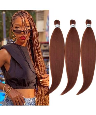 Ginger Copper Braiding Hair Pre Stretched Prestretched Kanekalon Braiding Hair 26 Inch Synthetic Hair Extensions for Colorful 350 Auburn Braiding Hair by UPruyo (3 Packs-Ginger)
