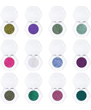 Shimmer Eyeshadow - 12X Girls Sparkly Eye Shadow Single Buildable Reflective Glitter Eyeshadow Single for Travel Daily Travel Parties Picnics - Buy Online on GoSupps.com