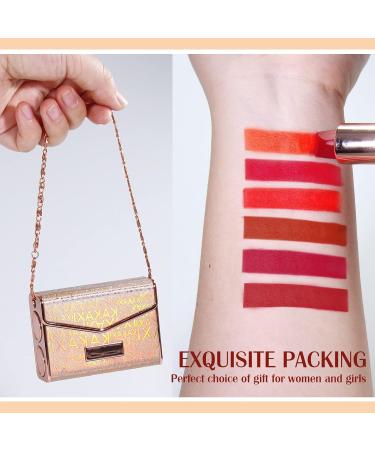 U-Shinein 6 Colors Matte Lipstick Set with Gold Chain - Long-Lasting & Waterproof Lip Makeup Gift - Buy Online on GoSupps.com