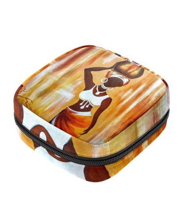 Oil painting art African woman women binding storage pocket portable period pocket for women teen girls girls menstrual cup bag