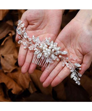 Crystal Pearl Hair Comb Multipurpose Alloy Beautiful Exquisite Elegant Bridal Hair Accessories For Award Ceremony Wedding (Silver) - Buy Online on GoSupps.com