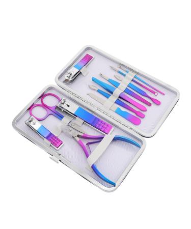 Healeved 1 Set Nail Set Dead Skin Pliers Pedicure Tools Travel Scissors Nails Kits Needle Fingernail Toenail Clipper Nail Scissors Grooming Kit Nursing Beauty Scissors Pu Leather Manicure