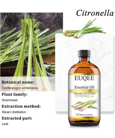 EUQEE Citronella Essential Oil 118ml - Pure Aromatherapy Oil for Diffusers and Humidifiers - Buy Online on GoSupps.com