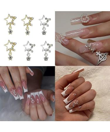 YOSOMK 30 PCS Star Nail Charms: 3D Gold & Silver Dangling Stars for Luxury Nail Art - Rhinestones, Gems, Diamonds for Acrylic Nail Decoration - Buy Online on GoSupps.com