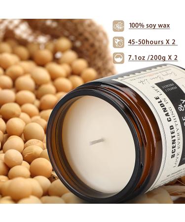 2 Pack Aromatherapy Amber Jar Candles Sandalwood Rose, Lavender Scented - Rustic Home Decor - Natural Soy - Ideal Gifts for Mom - Buy Online on GoSupps.com