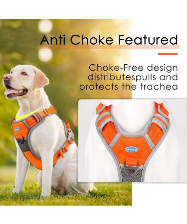 Thinkpet Anti-Zug Dog Harness - Adjustable Reflective XL Orange | Breathable & Comfortable Control Handle - No Choking Design for Large Dogs - Buy Online on GoSupps.com
