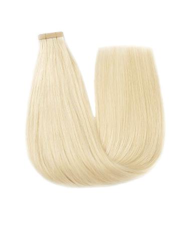 Hotlulana Platinum Blonde Tape Extensions - 16 Inch Real Hair #60 - 20PCS Invisible Remy Skin Weft - Buy Online on GoSupps.com