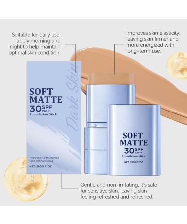 2-en-1 Fond de Teint Stick avec Pinceau Int gr Finition Naturelle Mate et Tenue Longue Dur e avec SPF 30 Soin Hydratant et Effet Bonne Mine Pour Tous Types de Peau (Ivory) - Buy Online on GoSupps.com