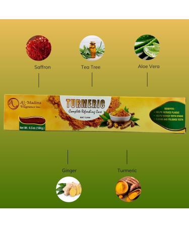 Infinix Herbal and Turmeric Toothpaste with Saffron Tea Tree Aloe Vera and Ginger - Paraben Free & Refreshing Oral Care for Sensitive Teeth - Halal - Pack of 6 - Buy Online on GoSupps.com