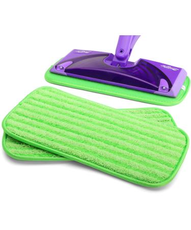 2 Pack Reusable Mop Pads Refill Compatible with Swiffer Wet Jet - Washable Microfiber Replacement Mopping Pads for Floor Cleaning