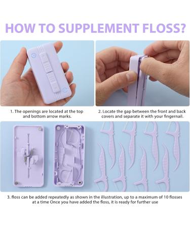 Portable Tooth Pocket Lila - 2 pcs Automatic Dental Floss Organizer & Travel Storage Box with 10 Refillable Picks | Perfect for Dinner Dates - Buy Online on GoSupps.com