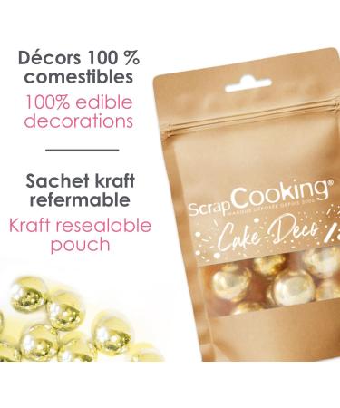 ScrapCooking 7463 Gold Beads XXL 55 g Edible Pastry Decorations Chocolate Milk & Gold Sprinkles for Desserts Cakes and Logs - Buy Online on GoSupps.com