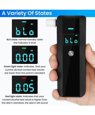Chaoos Portable Breathalyzer Alcohol Tester with LCD Display - High Precision, 10 Mouthpieces for Home and Party Use (Black) - Buy Online on GoSupps.com
