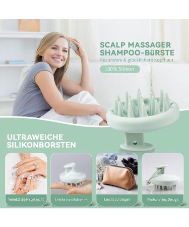 Head Massage Brush - Silicone Scalp Massager for Dandruff Hair Growth & Relaxation | Shop Green - Buy Online on GoSupps.com