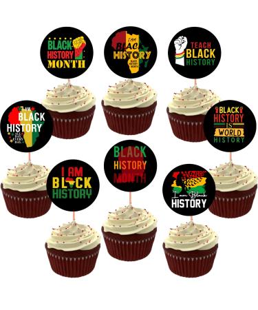 Black History Month Cupcake Toppers Decorations Celebrate Black History Party Dessert Cupcake Toppers for African American Black History Month Holiday Party Supplies