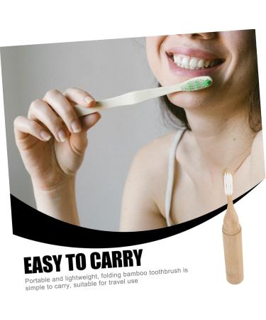 Healeved Folding Bamboo Toothbrush - Eco-Friendly Travel Toothbrush for Adults with Soft Bristles | Charcoal Stitching Khaki - Buy Online on GoSupps.com
