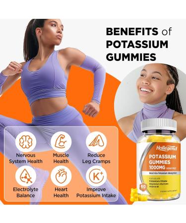 HOLLEGEND Potassium Gummies 1000mg Maximize Absoption Blend with Vitamin B6 Magnesium Potassium Citrate Supplement for Adults Sugar Free 60 Count - Buy Online on GoSupps.com