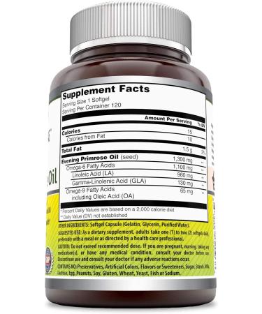 Amazing Formulas Evening Primrose Oil 1300mg 10% GLA 120 Softgels - High Potency, Hexane Free, Non-GMO, Gluten Free - Cardiovascular & Women's Health Support - 120 Count - Buy Online on GoSupps.com