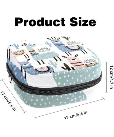Stylish Menstruation Pad Bag with Zipper | Cute Llama Cactus Pattern | Perfect for Tampons & Napkins for Women & Girls - Buy Online on GoSupps.com