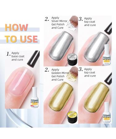 2x8ml Metallic Painting Gel - Silver & Gold Nail Polish | 3D Mirror Gel for Glossy French Acrylic Nail Art | Soak Off UV/LED DIY - Buy Online on GoSupps.com